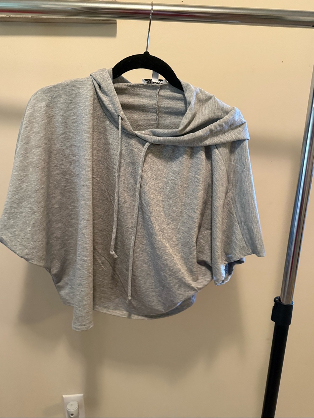 Fashion Nova Gray Cropped Hooded Cape Sweatshirt